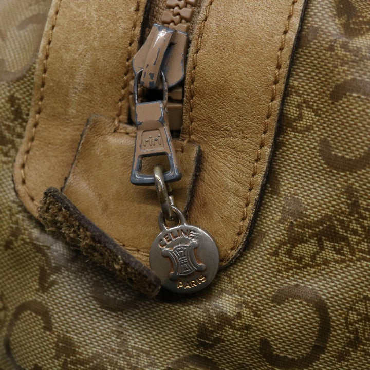 Celine C Macadam Canvas Boston Bag Beige Auth yk11254