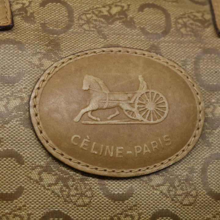 Celine C Macadam Canvas Boston Bag Beige Auth yk11254