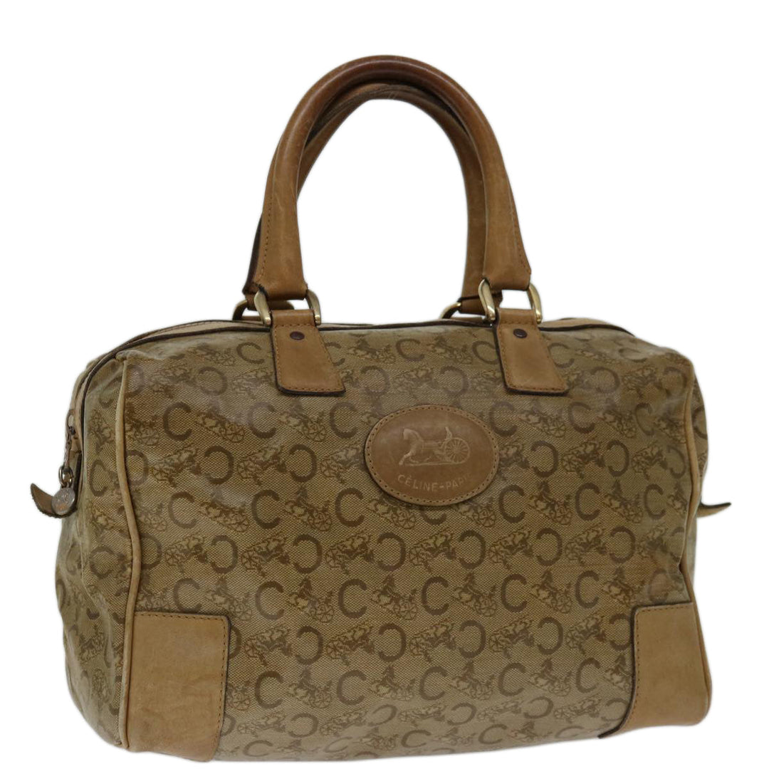Celine C Macadam Canvas Boston Bag Beige Auth yk11254