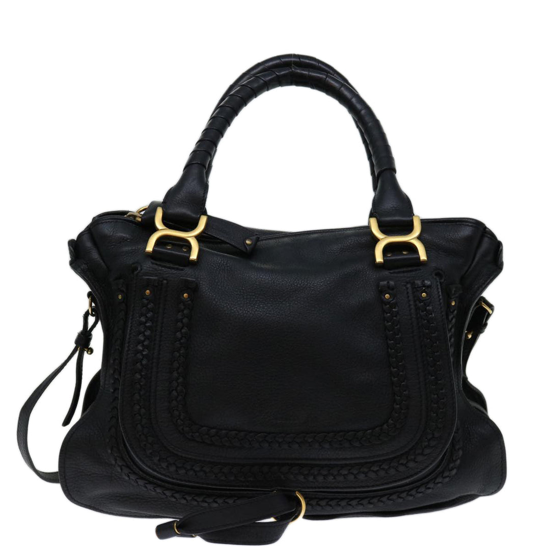 Chloe Mercy Hand Bag Leather 2way Black yk11313