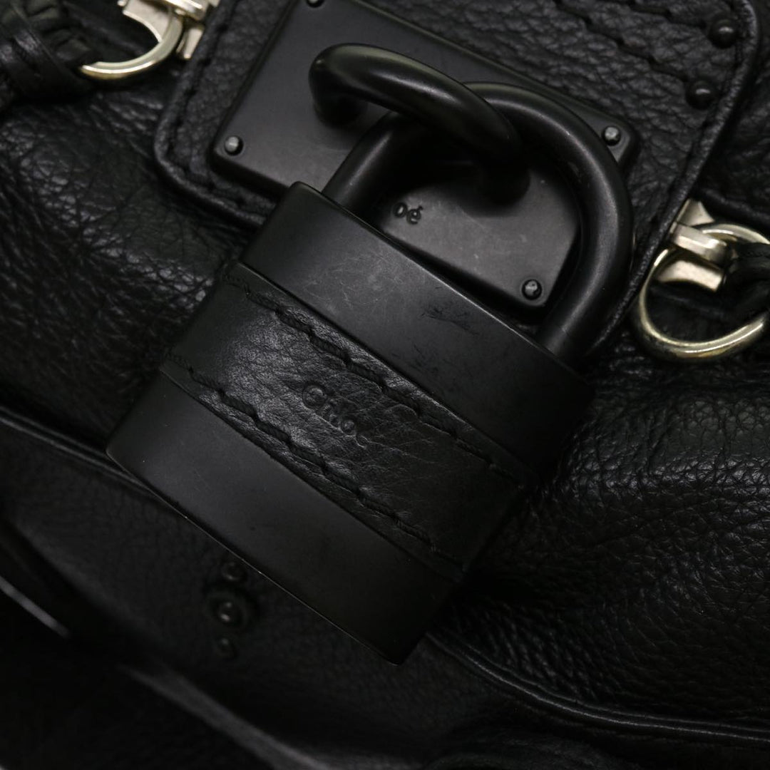 Chloe Paddington Hand Bag Leather 2way Black 04 06 53 yk11349
