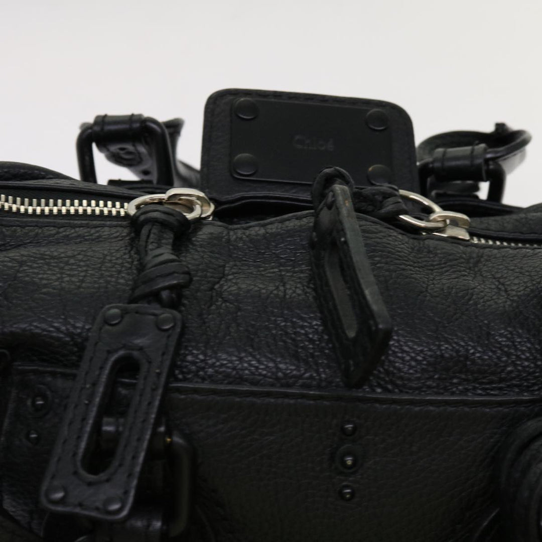 Chloe Paddington Hand Bag Leather 2way Black 04 06 53 yk11349