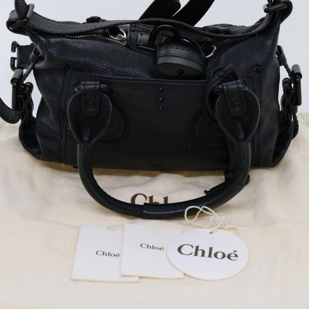 Chloe Paddington Hand Bag Leather 2way Black 04 06 53 yk11349