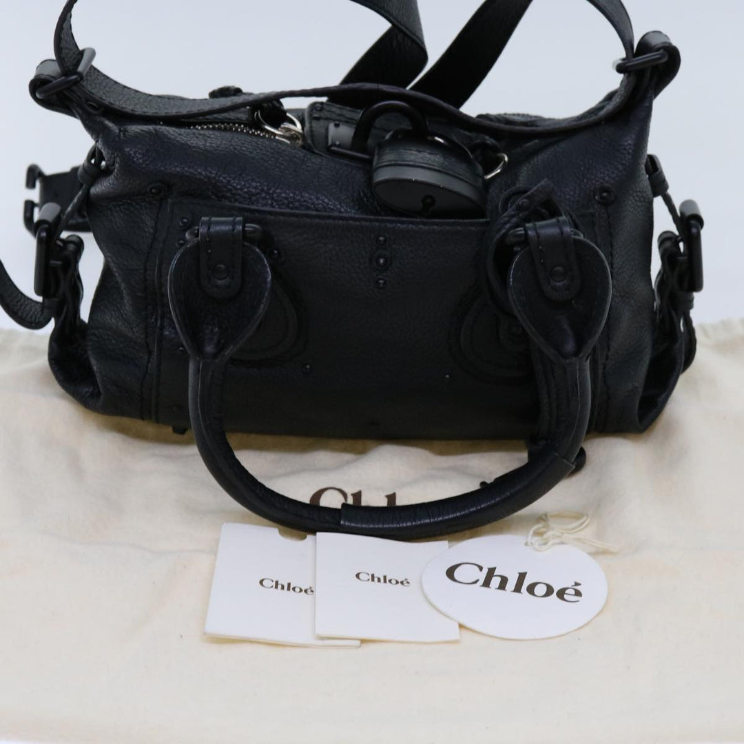 Chloe Paddington Hand Bag Leather 2way Black 04 06 53 yk11349