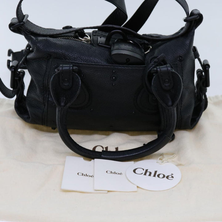 Chloe Paddington Hand Bag Leather 2way Black 04 06 53 yk11349
