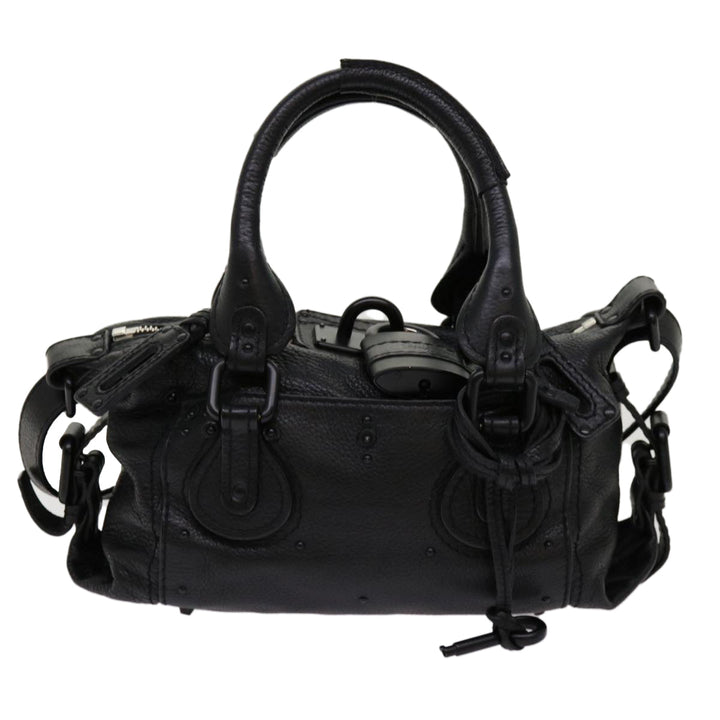 Chloe Paddington Hand Bag Leather 2way Black 04 06 53 yk11349