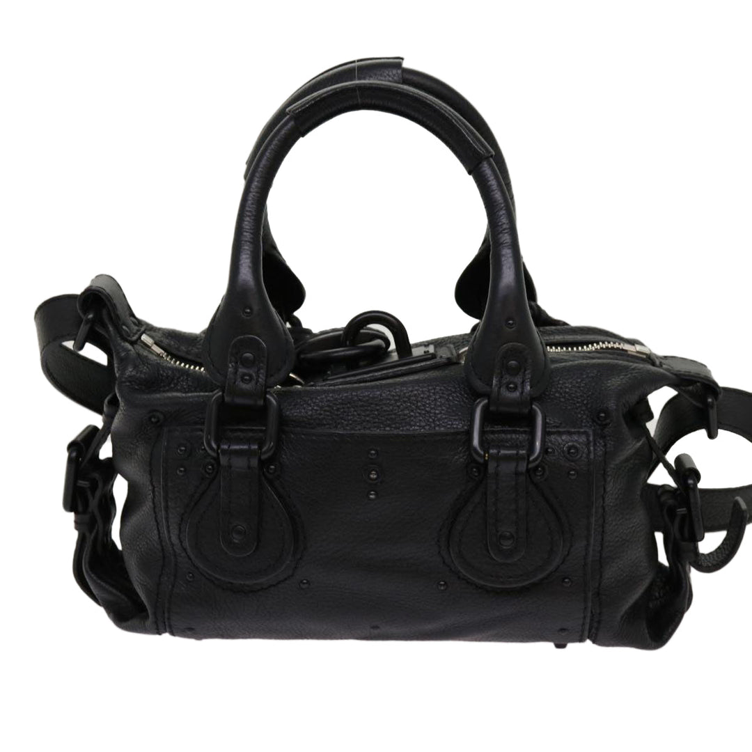 Chloe Paddington Hand Bag Leather 2way Black 04 06 53 yk11349