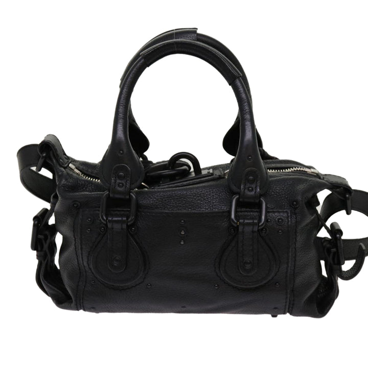Chloe Paddington Hand Bag Leather 2way Black 04 06 53 yk11349
