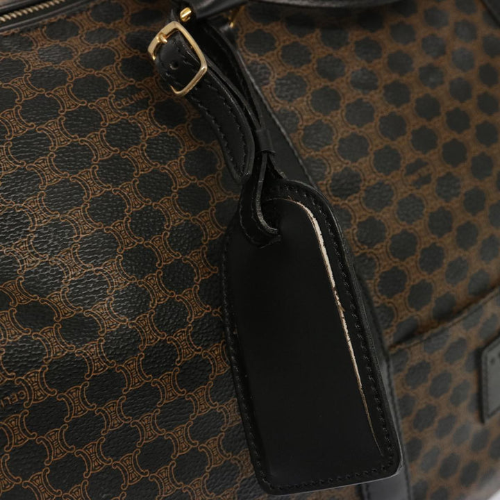 Celine Macadam Canvas Boston Bag PVC Black Auth yk11367