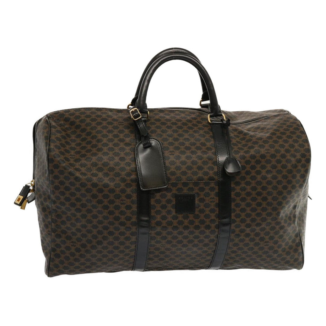 Celine Macadam Canvas Boston Bag PVC Black Auth yk11367