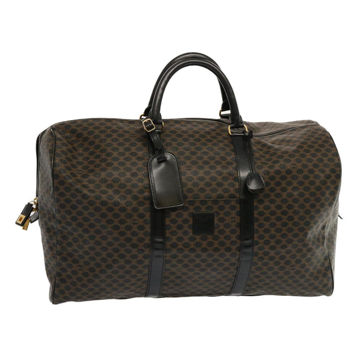 Celine Macadam Canvas Boston Bag PVC Black Auth yk11367