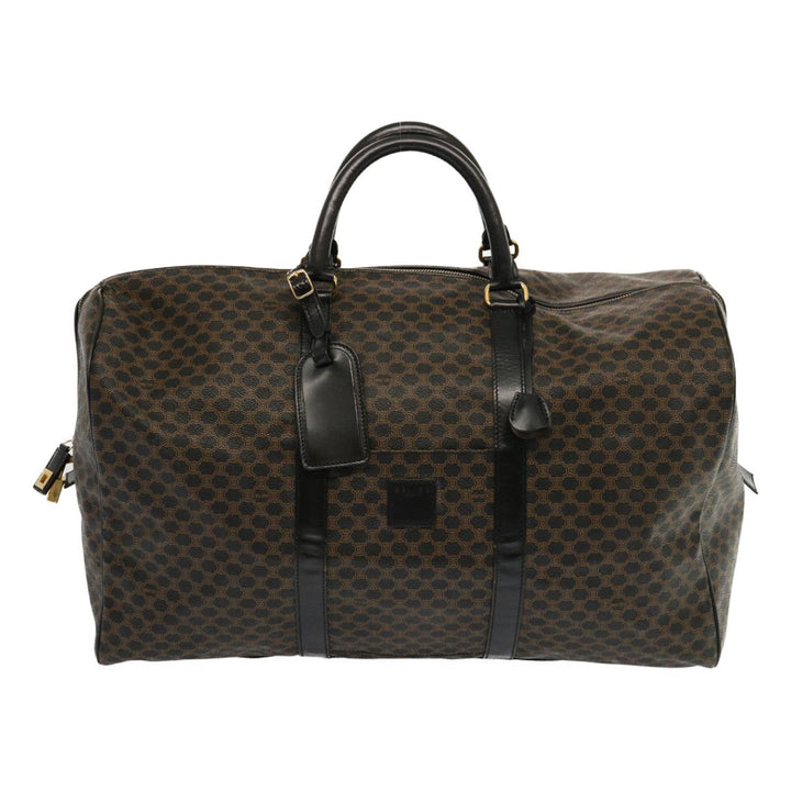 Celine Macadam Canvas Boston Bag PVC Black Auth yk11367
