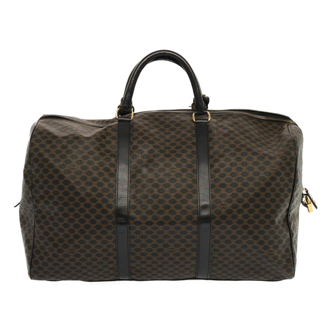 Celine Macadam Canvas Boston Bag PVC Black Auth yk11367