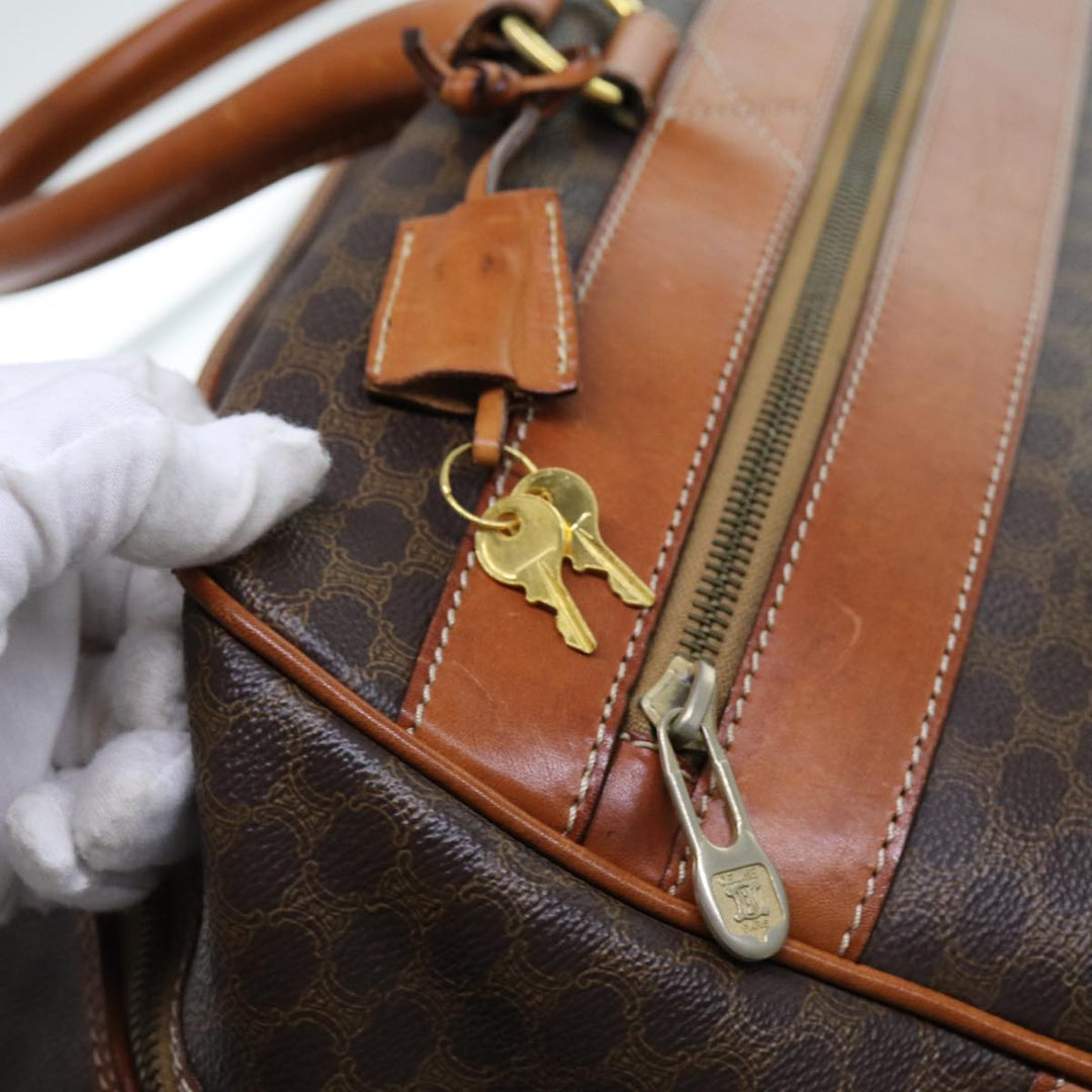 Celine Macadam Canvas Boston Bag 2way Brown Auth yk11378