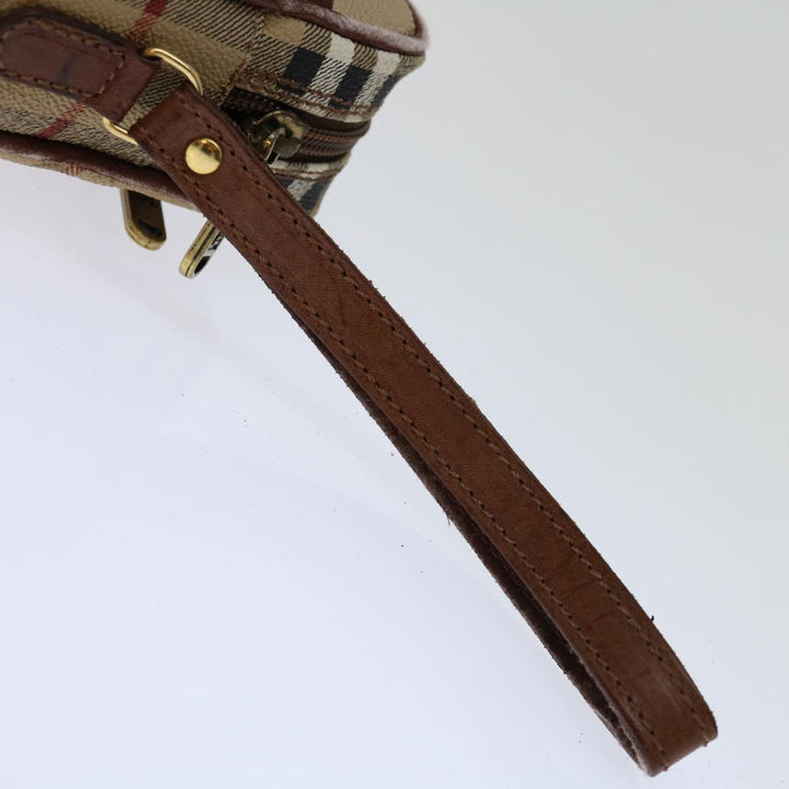 BurberrySs Nova Check Clutch Bag PVC Beige Brown Auth yk11383