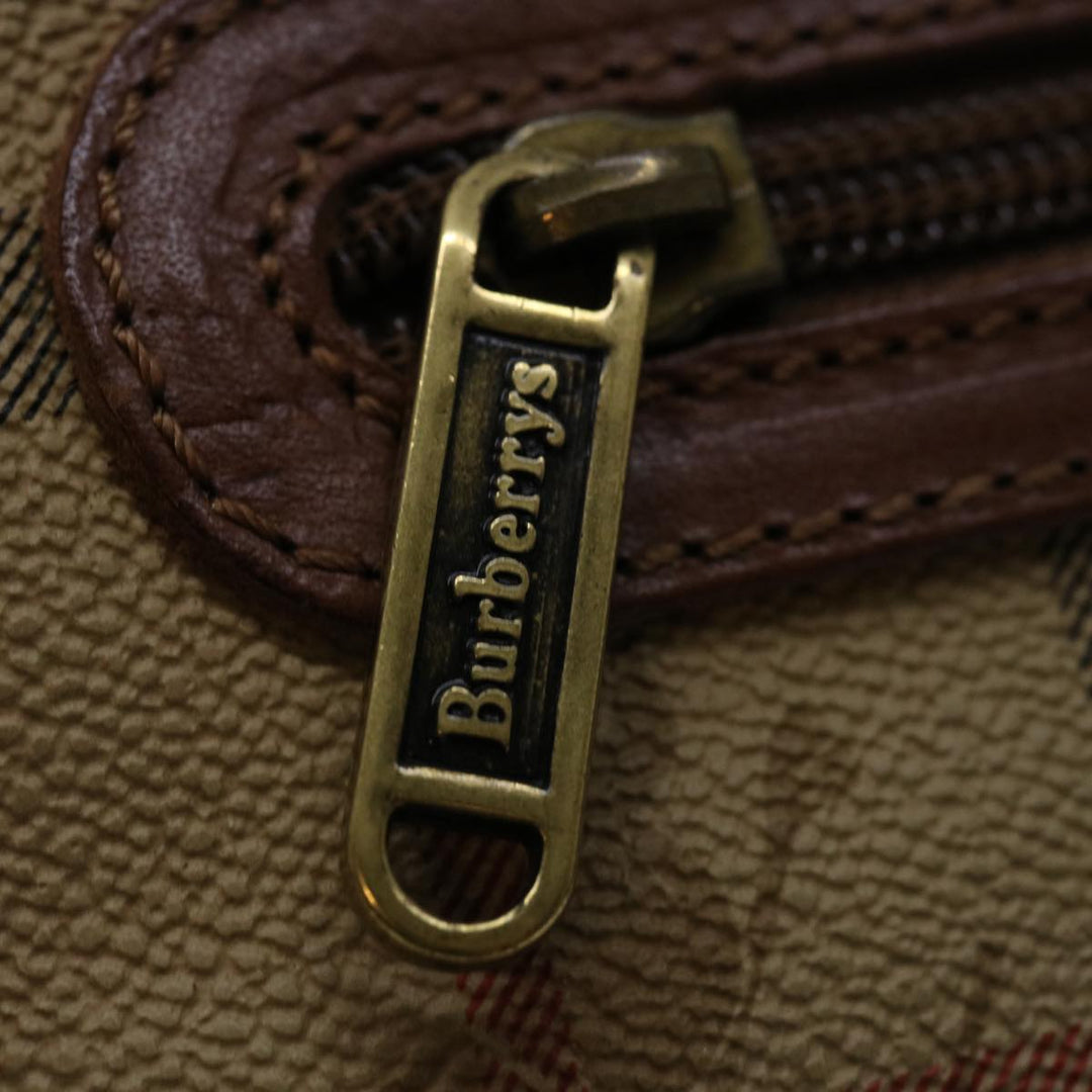 BurberrySs Nova Check Clutch Bag PVC Beige Brown Auth yk11383