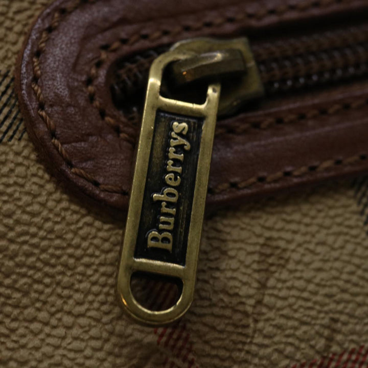 BurberrySs Nova Check Clutch Bag PVC Beige Brown Auth yk11383