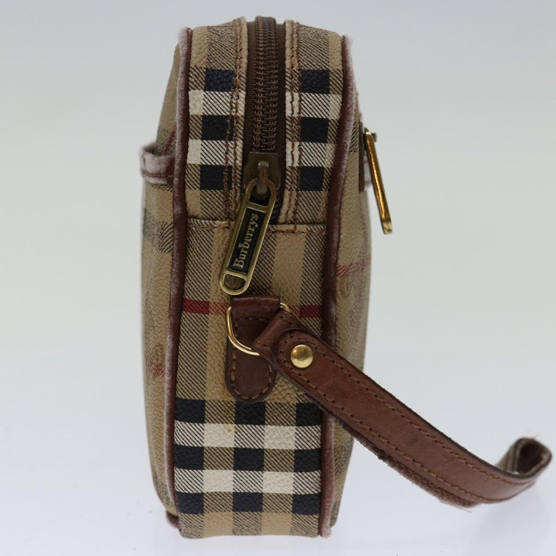 BurberrySs Nova Check Clutch Bag PVC Beige Brown Auth yk11383