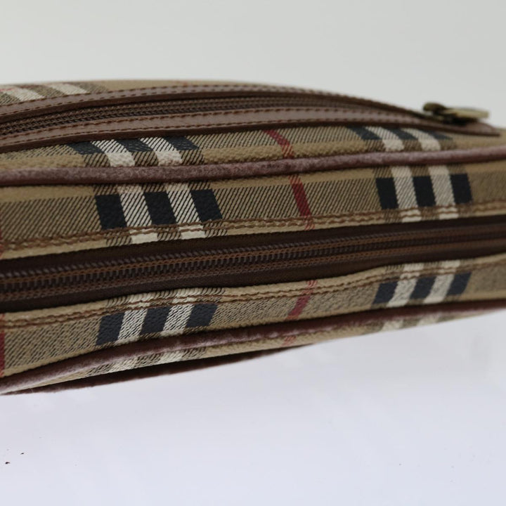 BurberrySs Nova Check Clutch Bag PVC Beige Brown Auth yk11383