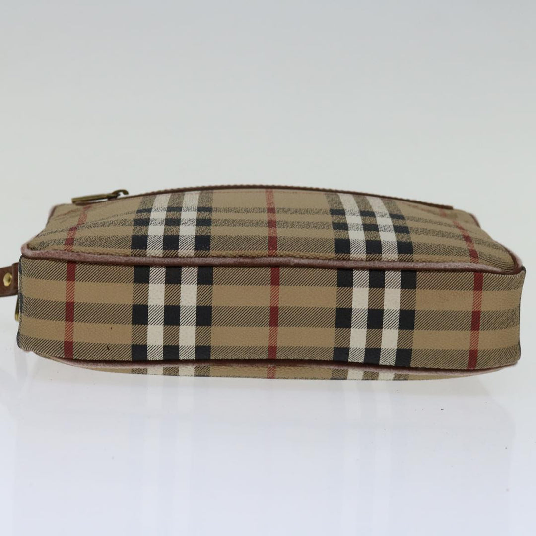 BurberrySs Nova Check Clutch Bag PVC Beige Brown Auth yk11383