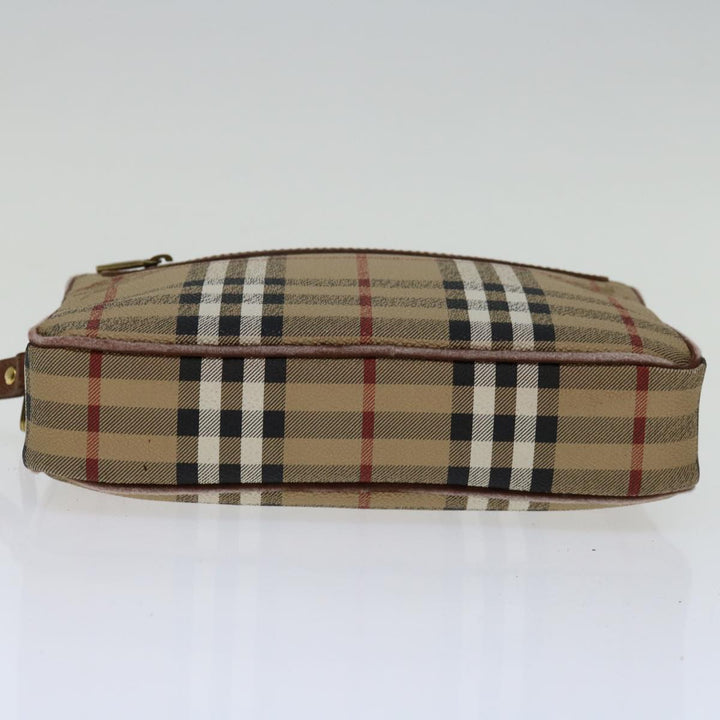BurberrySs Nova Check Clutch Bag PVC Beige Brown Auth yk11383