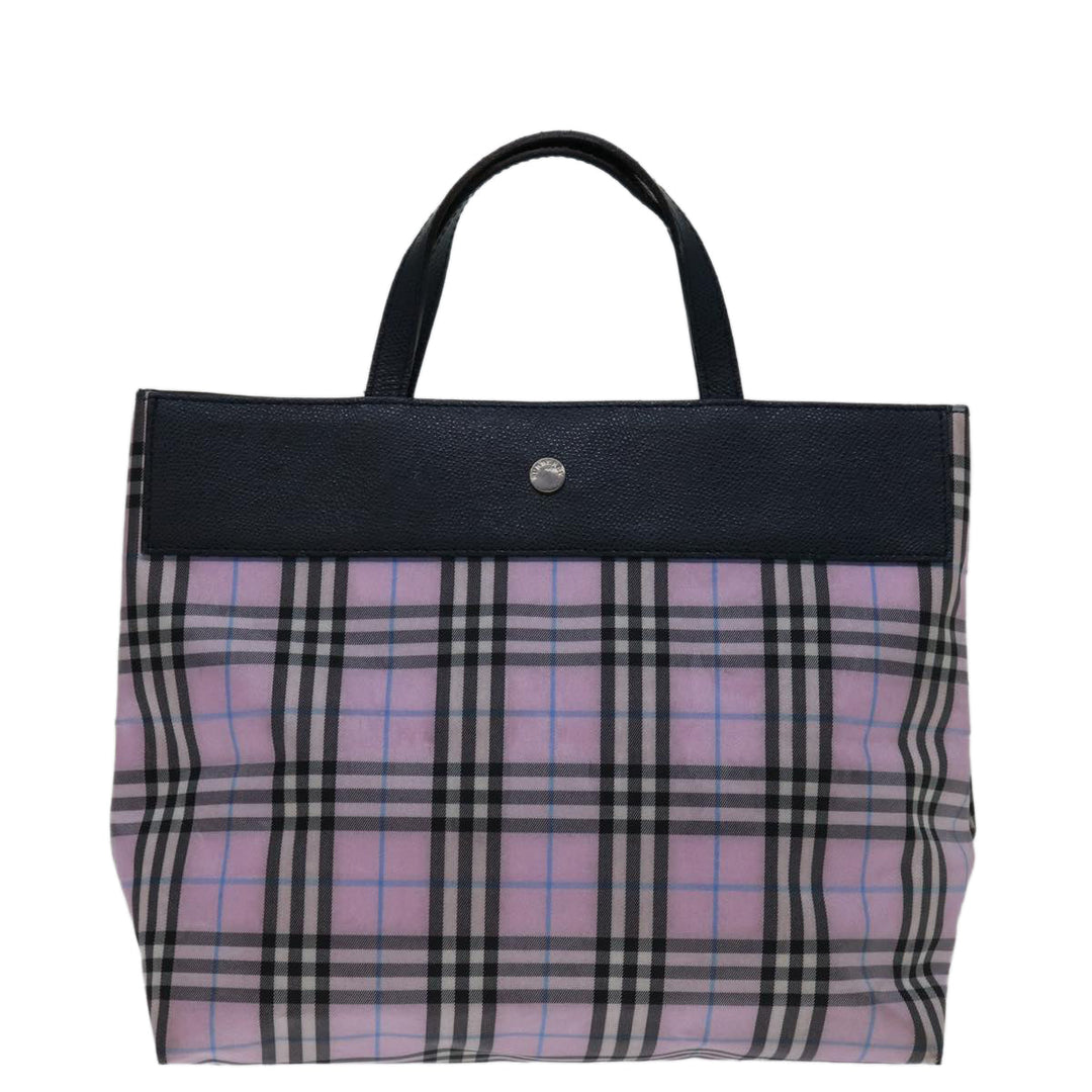 Burberry Nova Check Hand Bag Nylon Pink Auth yk11387