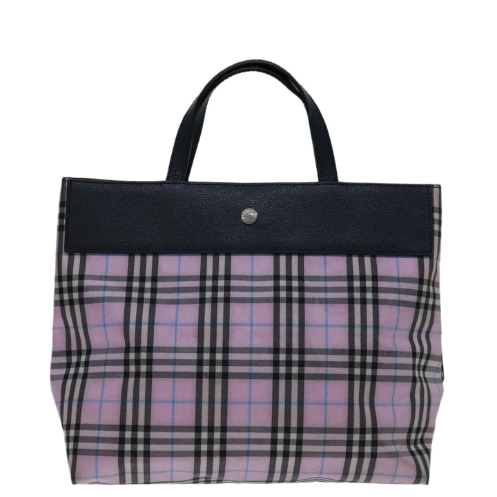 Burberry Nova Check Hand Bag Nylon Pink Auth yk11387