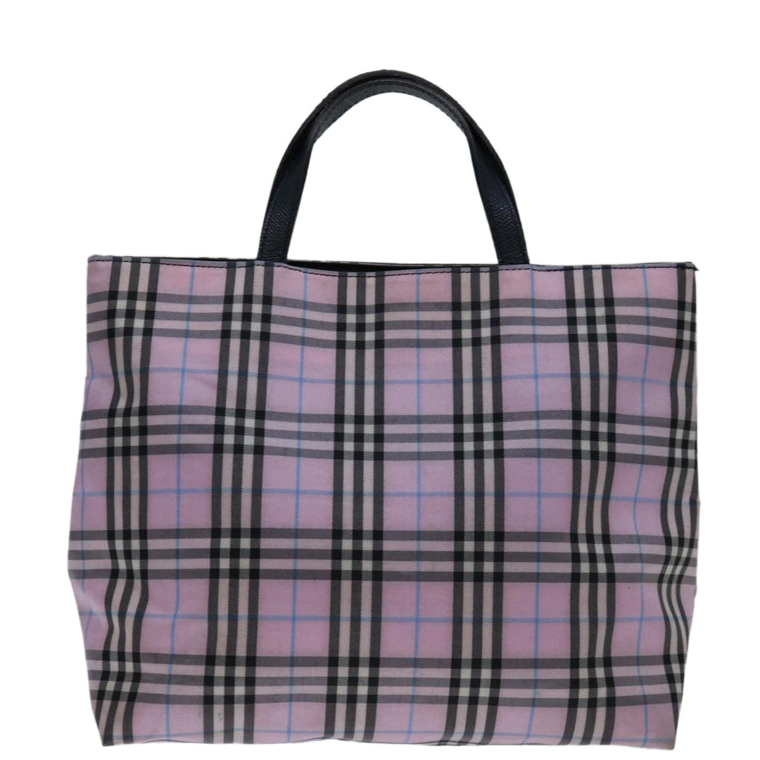 Burberry Nova Check Hand Bag Nylon Pink Auth yk11387