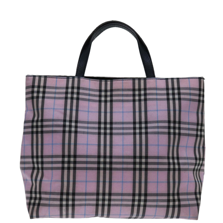 Burberry Nova Check Hand Bag Nylon Pink Auth yk11387
