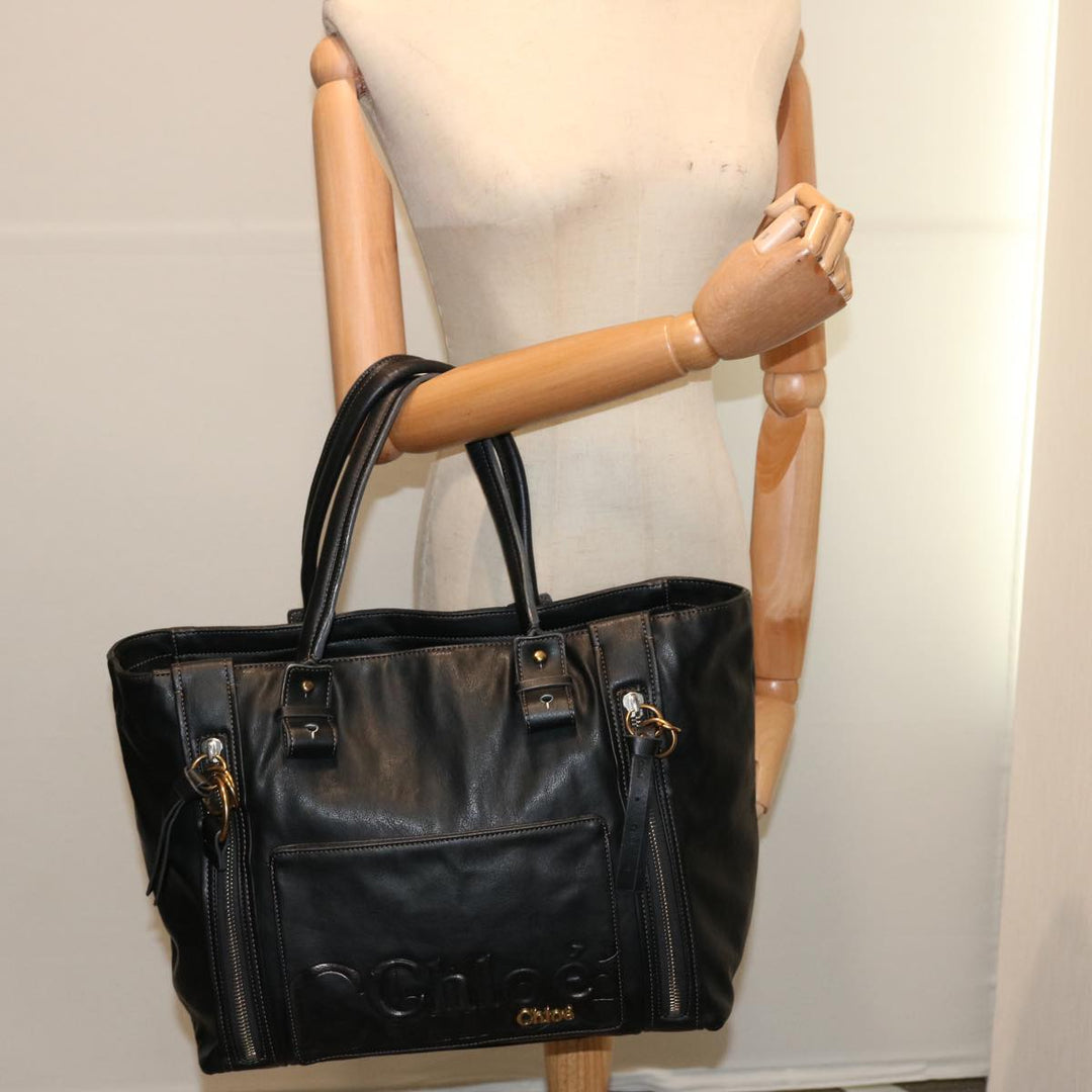 Chloe Hand Bag Leather Black yk11424