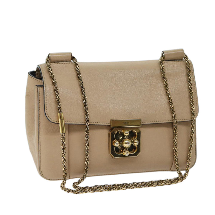 Chloe Chain Elsie Shoulder Bag Leather Beige yk11468