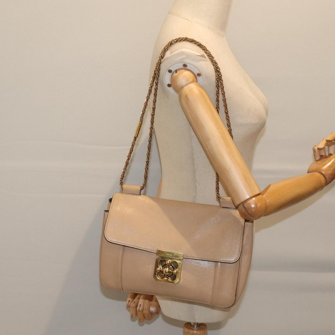 Chloe Chain Elsie Shoulder Bag Leather Beige yk11468