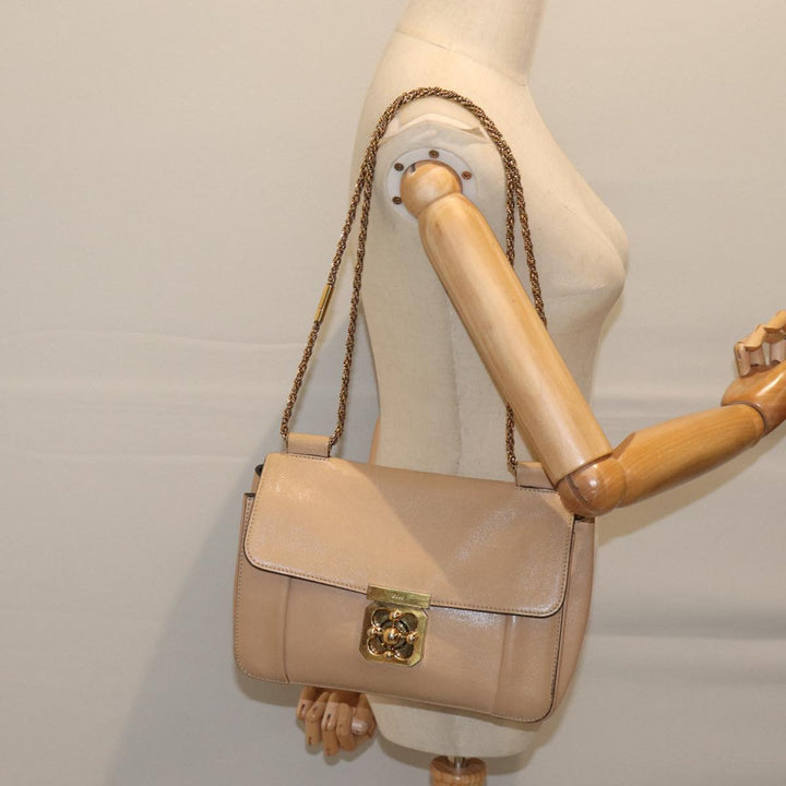 Chloe Chain Elsie Shoulder Bag Leather Beige yk11468