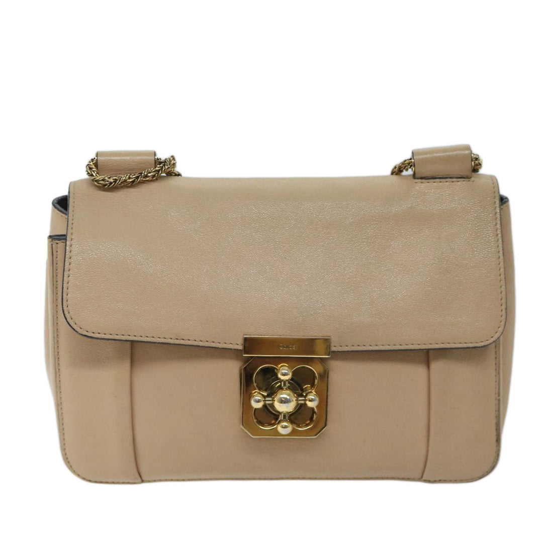 Chloe Chain Elsie Shoulder Bag Leather Beige yk11468