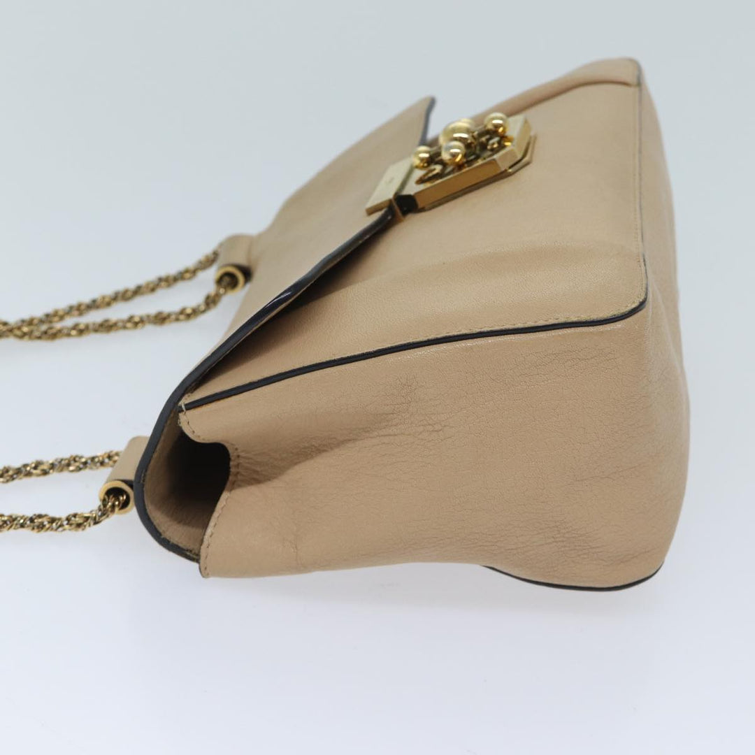 Chloe Chain Elsie Shoulder Bag Leather Beige yk11468