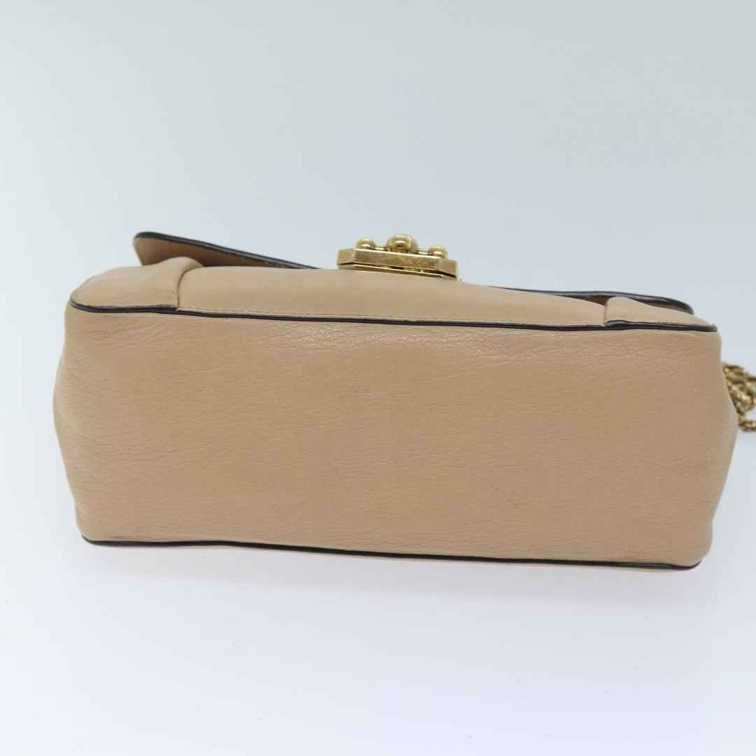 Chloe Chain Elsie Shoulder Bag Leather Beige yk11468