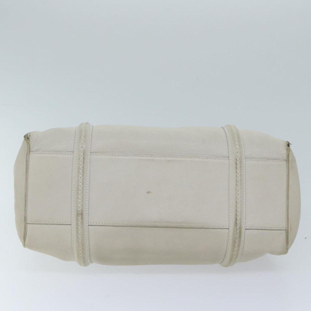 CHRISTIAN Top quality Dior Hand Bag Leather White Auth yk11480