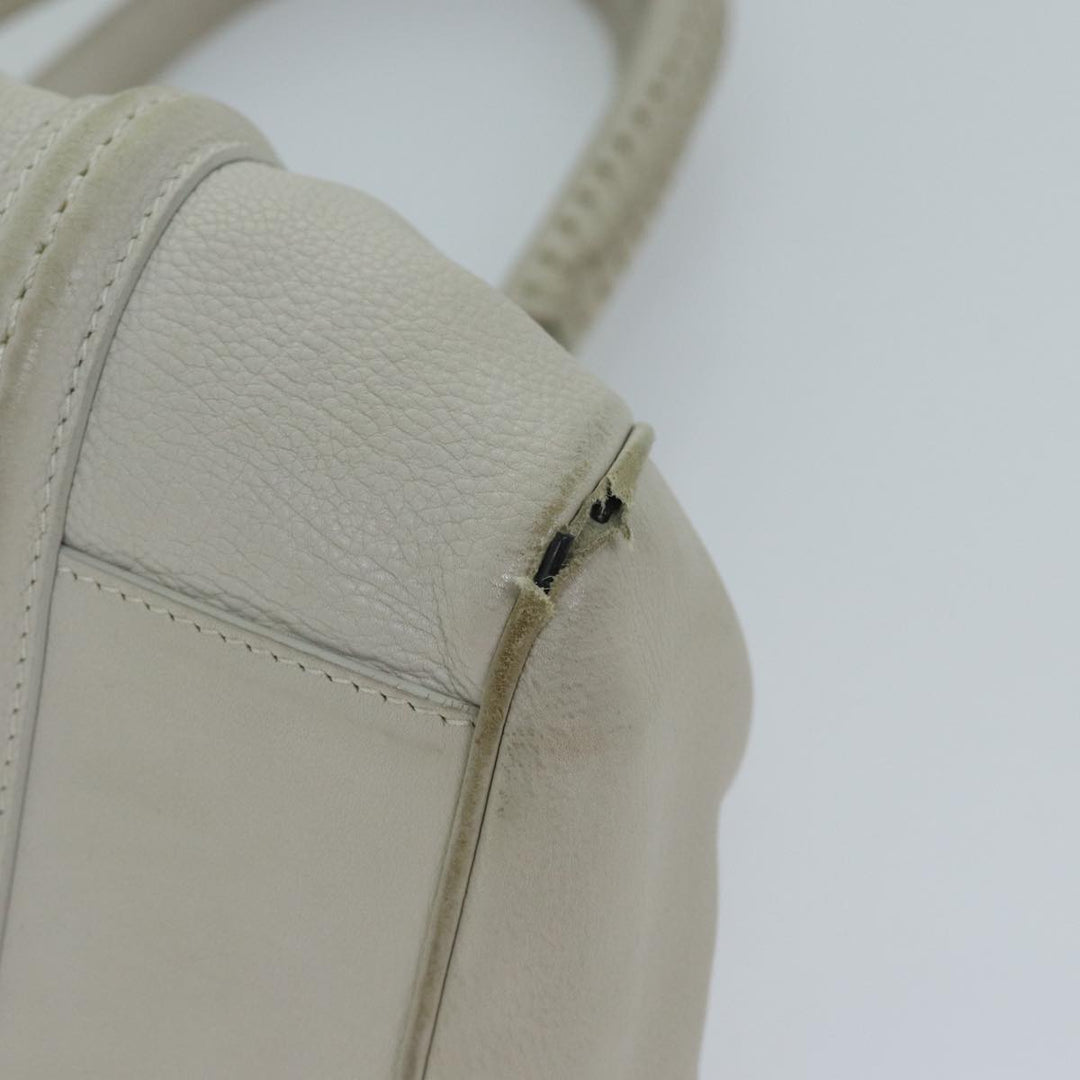 CHRISTIAN Top quality Dior Hand Bag Leather White Auth yk11480