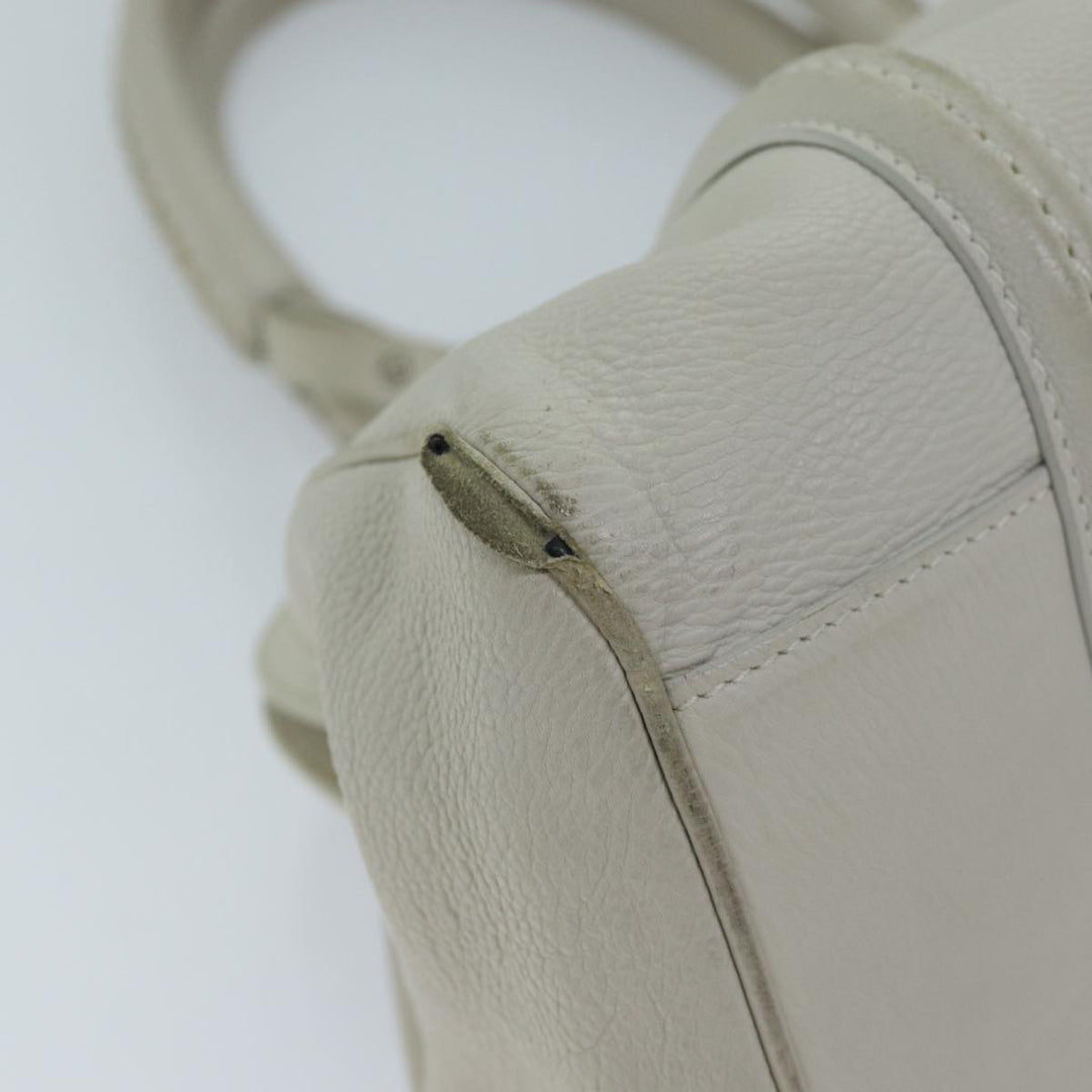 CHRISTIAN Top quality Dior Hand Bag Leather White Auth yk11480
