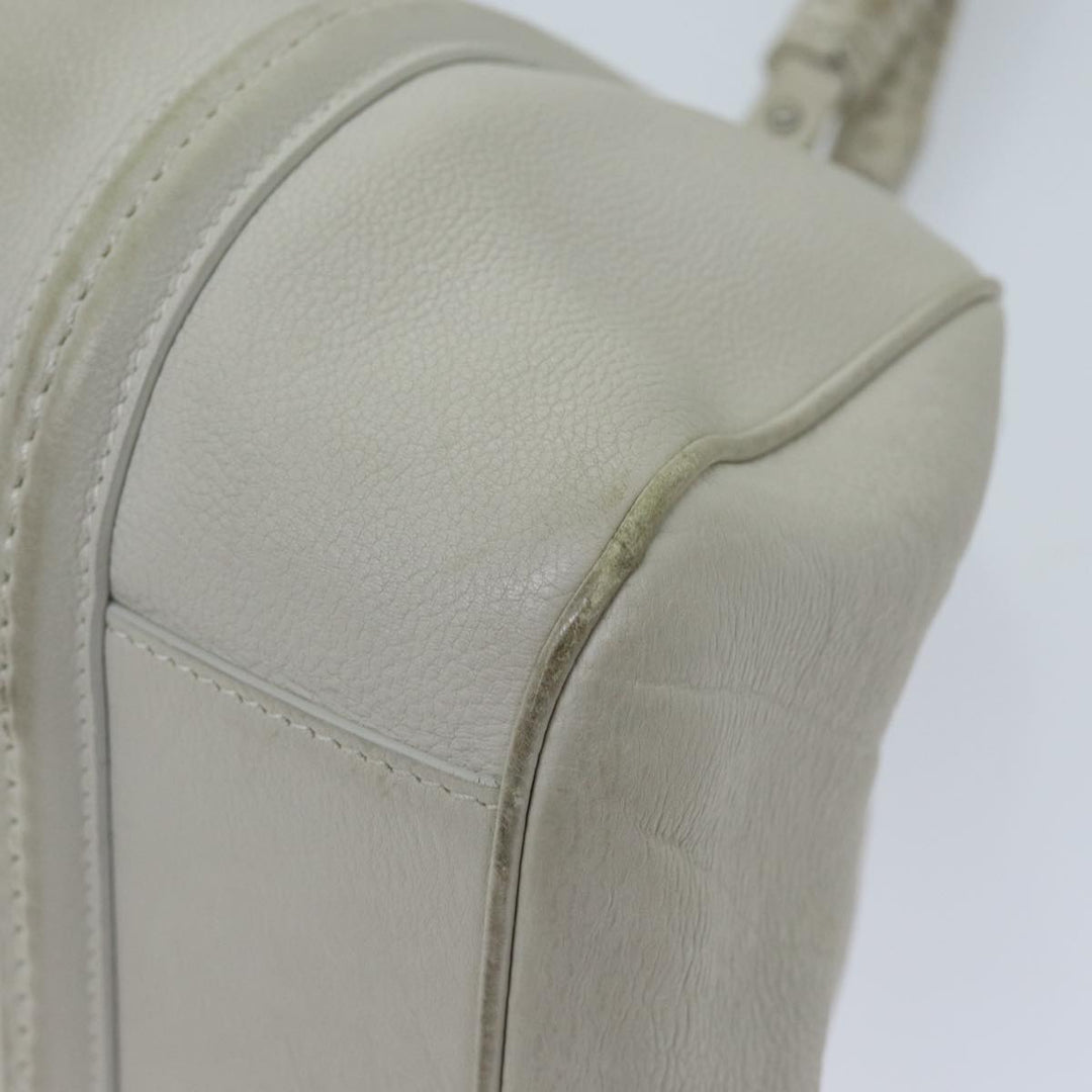 CHRISTIAN Top quality Dior Hand Bag Leather White Auth yk11480