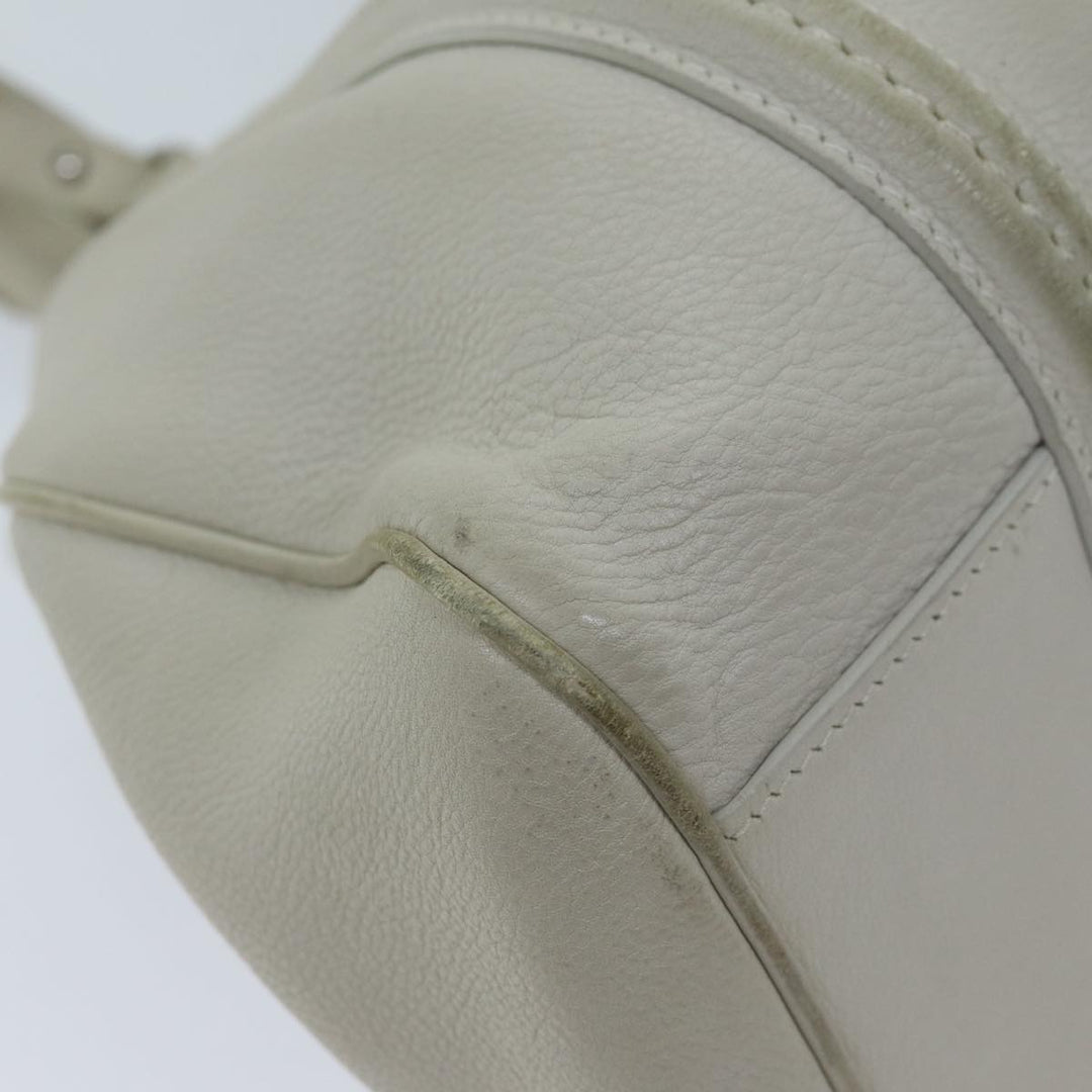 CHRISTIAN Top quality Dior Hand Bag Leather White Auth yk11480