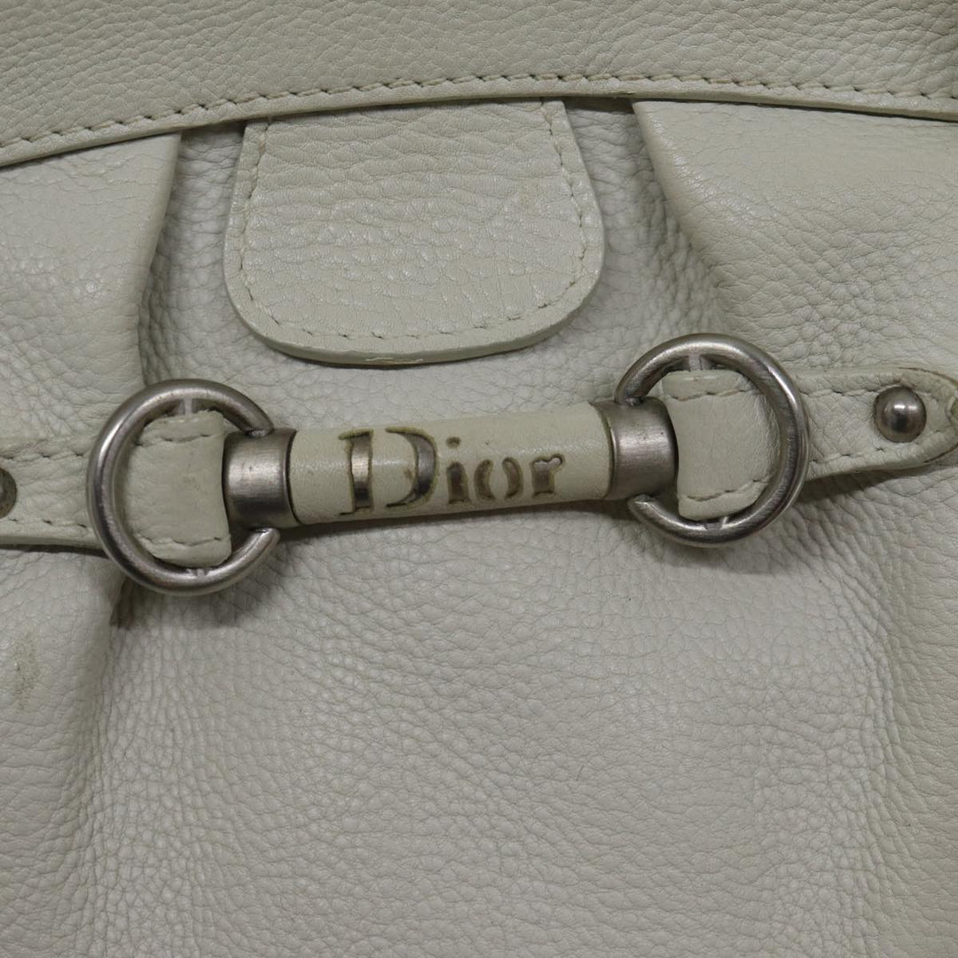 CHRISTIAN Top quality Dior Hand Bag Leather White Auth yk11480