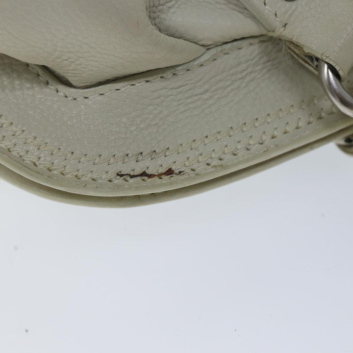 CHRISTIAN Top quality Dior Hand Bag Leather White Auth yk11480