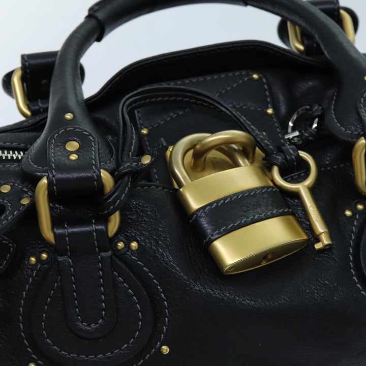 Chloe Paddington Hand Bag Leather Black yk11486