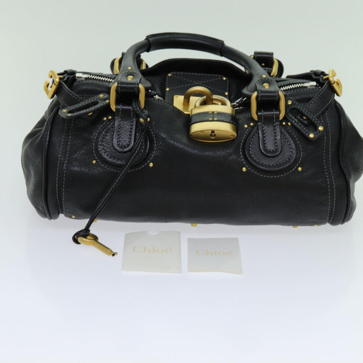 Chloe Paddington Hand Bag Leather Black yk11486