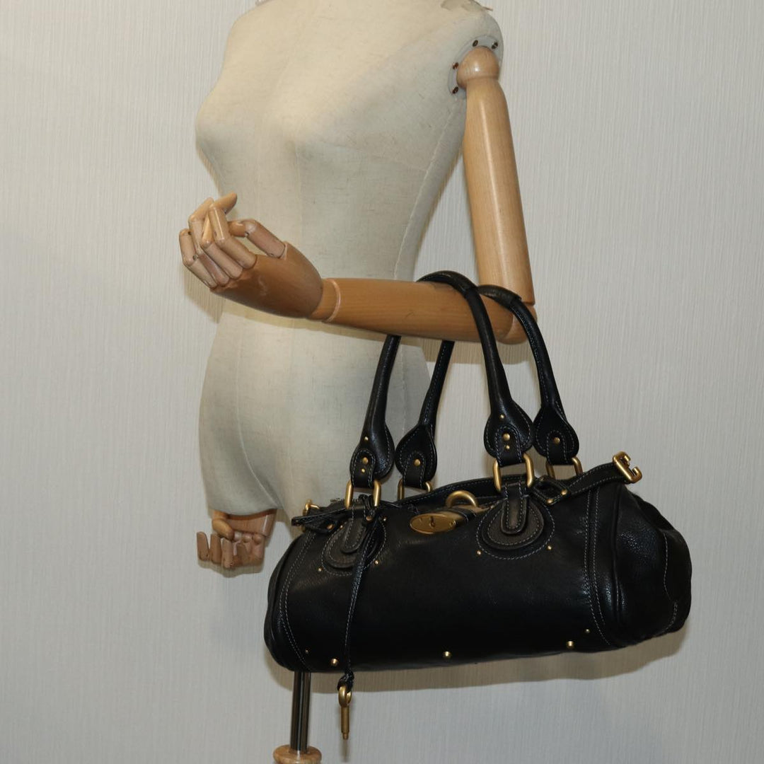 Chloe Paddington Hand Bag Leather Black yk11486