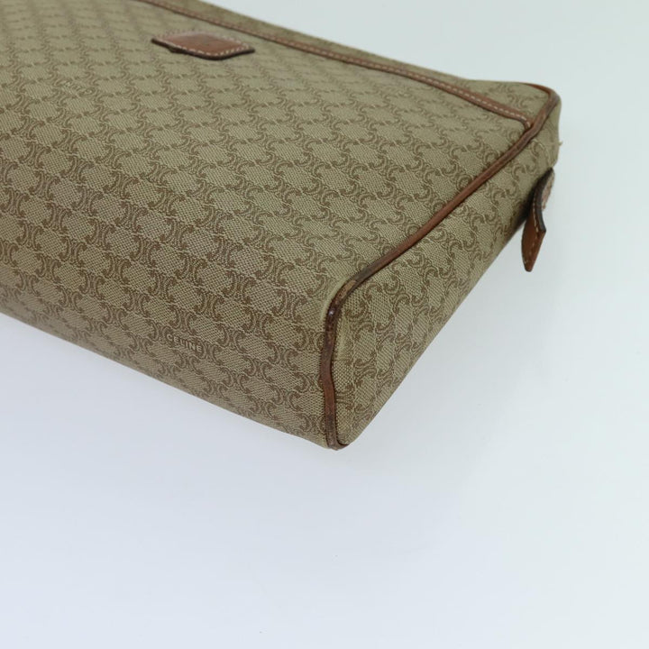 Celine Macadam Canvas Clutch Bag Beige Auth yk11631