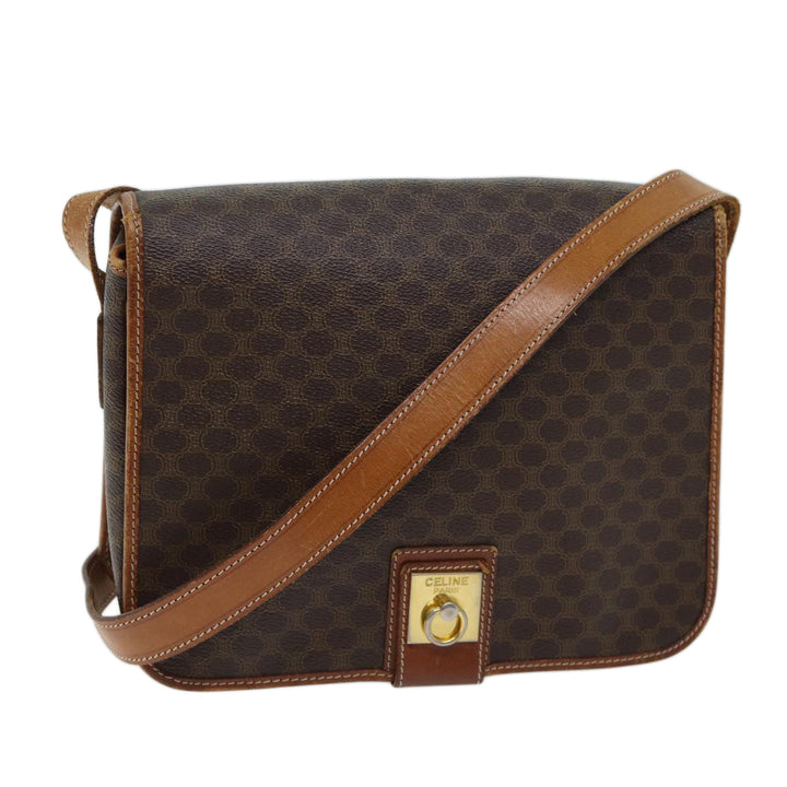 Celine Macadam Canvas Shoulder Bag PVC Brown Auth yk11668