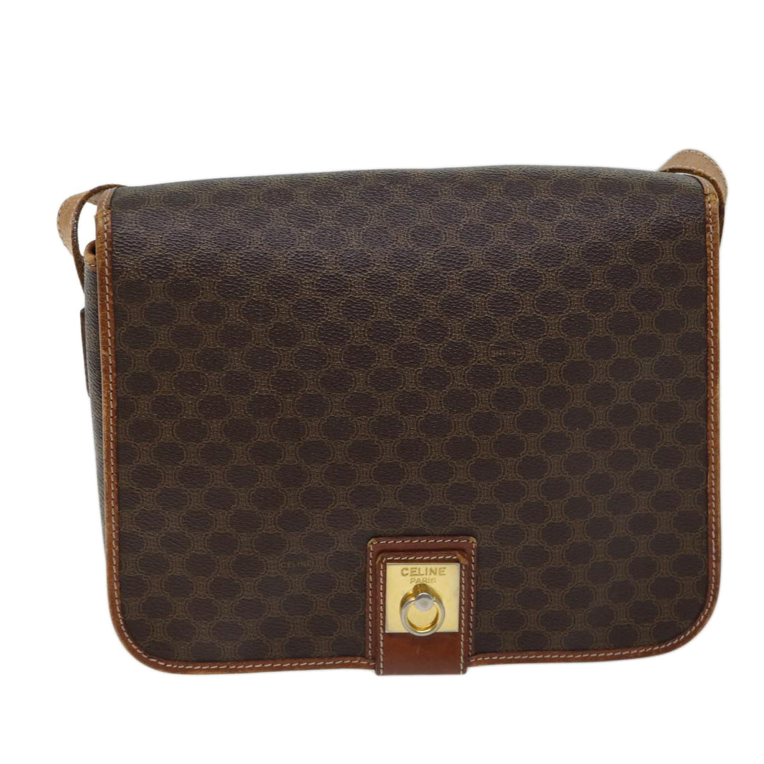 Celine Macadam Canvas Shoulder Bag PVC Brown Auth yk11668
