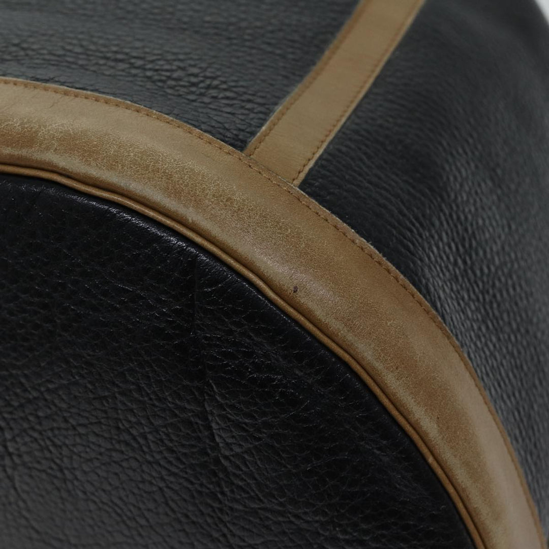 CHRISTIAN Top quality Dior Shoulder Bag Leather Black Auth yk11682